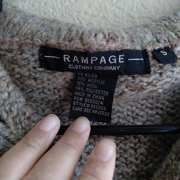 Vintage Rampage Wool Blend Gray Long Cardigan with Cable Knit Detail - Picture 3 of 4